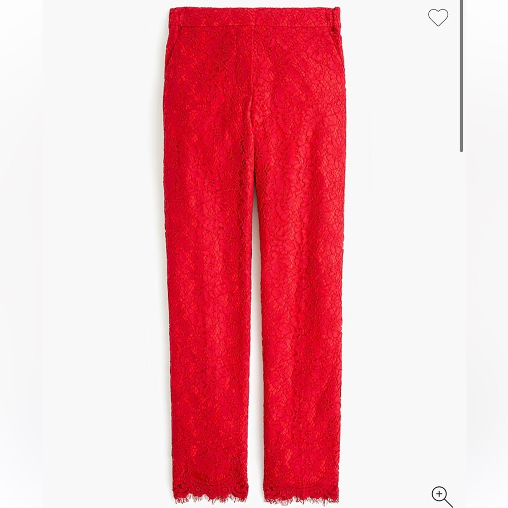 J Crew Easy pants cropped red lace elastic backed waist EUC size 4